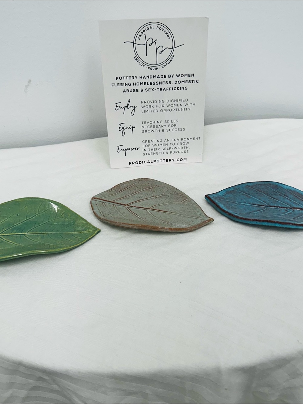 Leaf Dish - Green, Gray, Blue Ceramic Accent